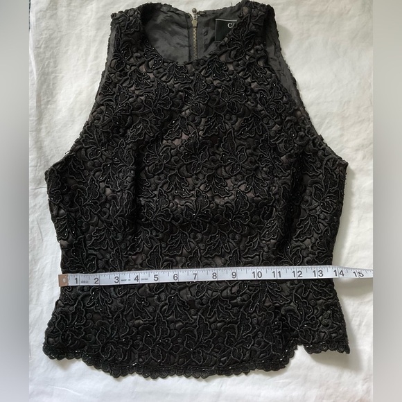 Carmen Marc Valvo Black Embellished Cropped Blouse - Picture 5 of 6